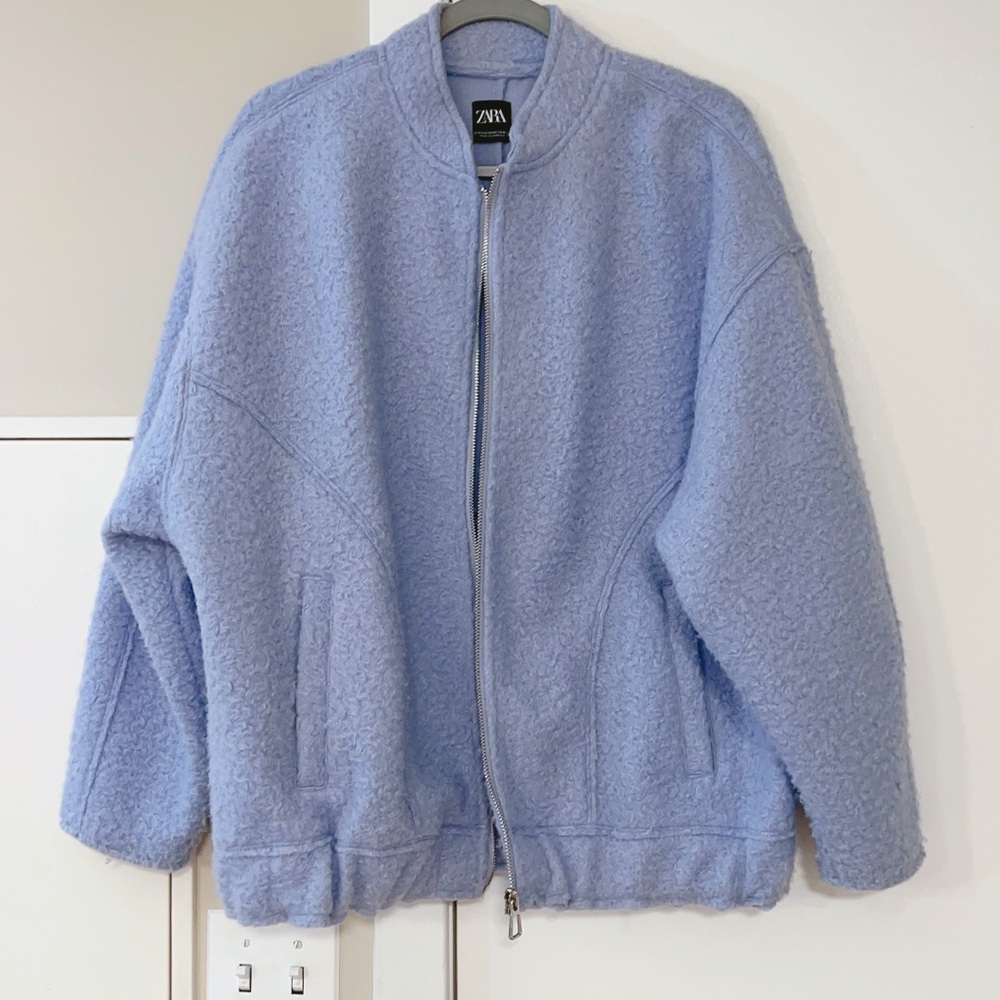Zara Blue Textured Jacket